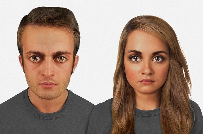 Σε 60.000 χρόνια: Οι άνθρωποι θα έχουν ακόμη μεγαλύτερο κεφάλι, μεγαλύτερα μάτια και πιο σκούρο δέρμα. Μικρές συσκευές θα εμφυτεύονται πάνω από το αυτί και θα επικοινωνούν με τους φακούς των ματιών.